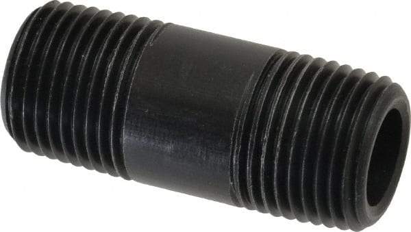 NIBCO - 1/2" Pipe, 2" Long Polypropylene Threaded Plastic Pipe Nipple - Schedule 80, Black - Exact Tool & Supply