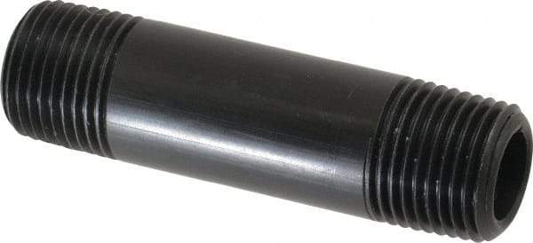 NIBCO - 1/2" Pipe, 3" Long Polypropylene Threaded Plastic Pipe Nipple - Schedule 80, Black - Exact Tool & Supply
