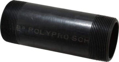 NIBCO - 2" Pipe, 6" Long Polypropylene Threaded Plastic Pipe Nipple - Schedule 80, Black - Exact Tool & Supply