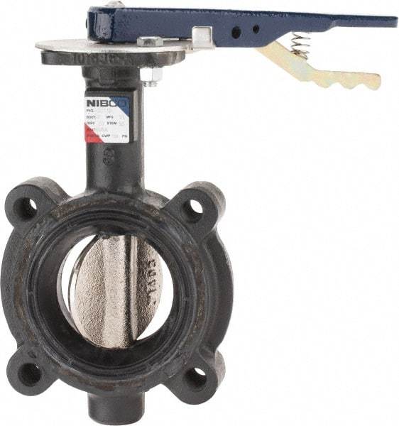 NIBCO - 3" Pipe, Lug Butterfly Valve - Lever Handle, Ductile Iron Body, Buna-N Seat, 250 WOG, Ductile Iron Disc, Stainless Steel Stem - Exact Tool & Supply