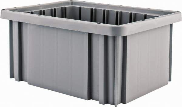 Quantum Storage - 50 Lb Load Capacity Gray Polypropylene Dividable Container - Stacking, 10.9" Long x 8.3" Wide x 5" High - Exact Tool & Supply