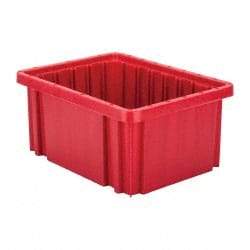 Quantum Storage - 50 Lb Load Capacity Red Polypropylene Dividable Container - Stacking, 10.9" Long x 8.3" Wide x 5" High - Exact Tool & Supply