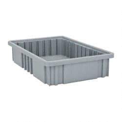 Quantum Storage - 75 Lb Load Capacity Gray Polypropylene Dividable Container - Stacking, 16-1/2" Long x 10.9" Wide x 3-1/2" High - Exact Tool & Supply