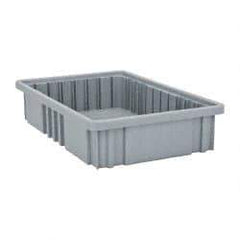Quantum Storage - 75 Lb Load Capacity Gray Polypropylene Dividable Container - Stacking, 16-1/2" Long x 10.9" Wide x 3-1/2" High - Exact Tool & Supply