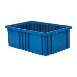 Quantum Storage - 75 Lb Load Capacity Blue Polypropylene Dividable Container - Stacking, 16-1/2" Long x 10.9" Wide x 6" High - Exact Tool & Supply