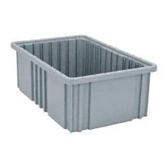 Quantum Storage - 75 Lb Load Capacity Gray Polypropylene Dividable Container - Stacking, 16-1/2" Long x 10.9" Wide x 6" High - Exact Tool & Supply