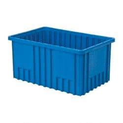 Quantum Storage - 75 Lb Load Capacity Blue Polypropylene Dividable Container - Stacking, 16-1/2" Long x 10.9" Wide x 8" High - Exact Tool & Supply