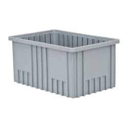 Quantum Storage - 75 Lb Load Capacity Gray Polypropylene Dividable Container - Stacking, 16-1/2" Long x 10.9" Wide x 8" High - Exact Tool & Supply