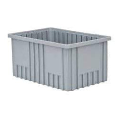 Quantum Storage - 75 Lb Load Capacity Gray Polypropylene Dividable Container - Stacking, 16-1/2" Long x 10.9" Wide x 8" High - Exact Tool & Supply
