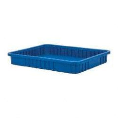 Quantum Storage - 100 Lb Load Capacity Blue Polypropylene Dividable Container - Stacking, 22-1/2" Long x 17-1/2" Wide x 3" High - Exact Tool & Supply