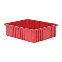 Quantum Storage - 100 Lb Load Capacity Red Polypropylene Dividable Container - Stacking, 22-1/2" Long x 17-1/2" Wide x 6" High - Exact Tool & Supply