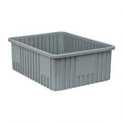 Quantum Storage - 100 Lb Load Capacity Gray Polypropylene Dividable Container - Stacking, 22-1/2" Long x 17-1/2" Wide x 8" High - Exact Tool & Supply