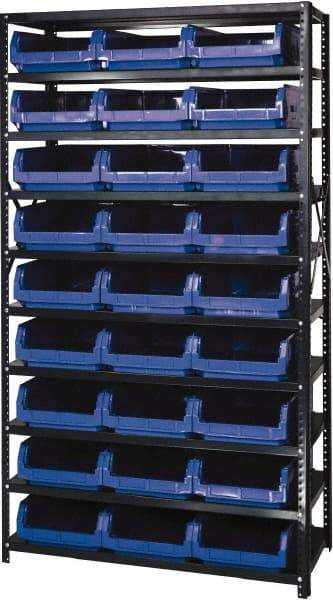 Quantum Storage - 27 Bin Large Hopper Front Bin Storage Units - 18 Inch Overall Depth x 75 Inch Overall Height, Yellow High Density Polyethylene Bins - Exact Tool & Supply