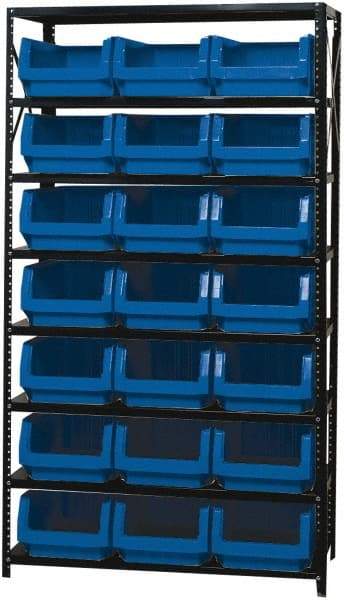 Quantum Storage - 21 Bin Large Hopper Front Bin Storage Units - 18 Inch Overall Depth x 75 Inch Overall Height, Red High Density Polyethylene Bins - Exact Tool & Supply