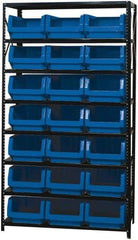 Quantum Storage - 21 Bin Large Hopper Front Bin Storage Units - 18 Inch Overall Depth x 75 Inch Overall Height, Red High Density Polyethylene Bins - Exact Tool & Supply