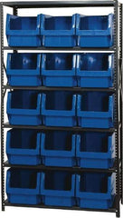 Quantum Storage - 15 Bin Large Hopper Front Bin Storage Units - 18 Inch Overall Depth x 75 Inch Overall Height, Yellow High Density Polyethylene Bins - Exact Tool & Supply