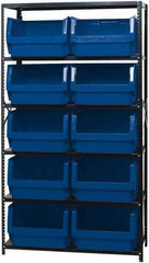 Quantum Storage - 10 Bin Large Hopper Front Bin Storage Units - 18 Inch Overall Depth x 75 Inch Overall Height, Yellow High Density Polyethylene Bins - Exact Tool & Supply