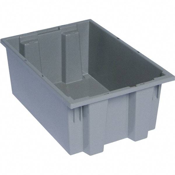 Quantum Storage - 75 Lb Load Capacity Gray Polyethylene Tote Container - Stacking, Nesting, 19-1/2" Long x 13-1/2" Wide x 8" High - Exact Tool & Supply