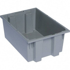 Quantum Storage - 75 Lb Load Capacity Gray Polyethylene Tote Container - Stacking, Nesting, 19-1/2" Long x 13-1/2" Wide x 8" High - Exact Tool & Supply