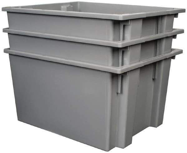Quantum Storage - 100 Lb Load Capacity Gray Polyethylene Tote Container - Stacking, Nesting, 23-1/2" Long x 19-1/2" Wide x 13" High - Exact Tool & Supply