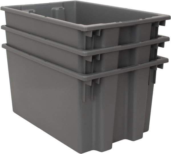 Quantum Storage - 100 Lb Load Capacity Gray Polyethylene Tote Container - Stacking, Nesting, 23-1/2" Long x 15-1/2" Wide x 12" High - Exact Tool & Supply