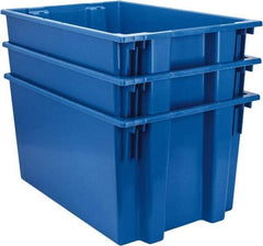 Quantum Storage - 100 Lb Load Capacity Blue Polyethylene Tote Container - Stacking, Nesting, 29-1/2" Long x 19-1/2" Wide x 15" High - Exact Tool & Supply