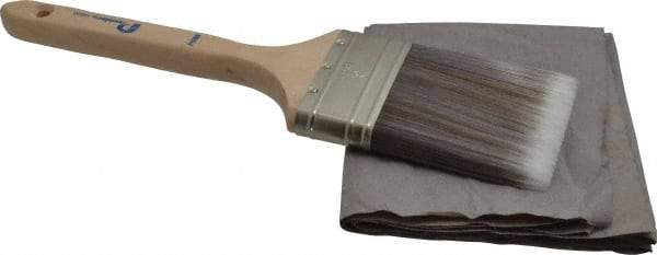 Premier Paint Roller - 3" Flat Synthetic Sash Brush - 3-1/4" Bristle Length, 9" Wood Handle - Exact Tool & Supply