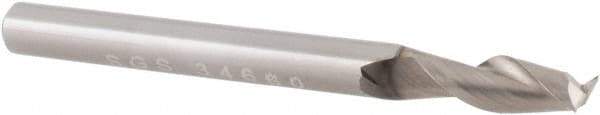 SGS - 3/8", 1" LOC, 3/8" Shank Diam, 2-1/2" OAL, 2 Flute, Solid Carbide Square End Mill - Single End, TiB2 Finish, Spiral Flute, 35° Helix, Centercutting, Right Hand Cut, Right Hand Flute, Series 47 - Exact Tool & Supply