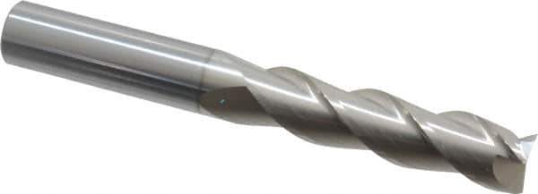 SGS - 5/8", 2-1/2" LOC, 5/8" Shank Diam, 5" OAL, 3 Flute, Solid Carbide Square End Mill - Single End, TiB2 Finish, Spiral Flute, 38° Helix, Right Hand Cut, Right Hand Flute, Series 43 - Exact Tool & Supply