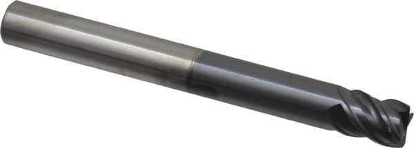 SGS - 1/2", 4 Flute, Single End, Solid Carbide, 0.04" Corner Radius End Mill - 4-1/2" OAL, Right Hand Flute, 5/8" LOC, Right Hand Cut, 2-1/4" Extended Reach - Exact Tool & Supply