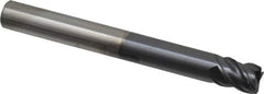 SGS - 1/2", 4 Flute, Single End, Solid Carbide, 0.04" Corner Radius End Mill - 4-1/2" OAL, Right Hand Flute, 5/8" LOC, Right Hand Cut, 2-1/4" Extended Reach - Exact Tool & Supply