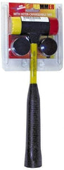 NUPLA - 1 Lb Head 1-1/2" Face Nylon Soft Face Hammer - 12-1/4" OAL, Fiberglass Handle - Exact Tool & Supply