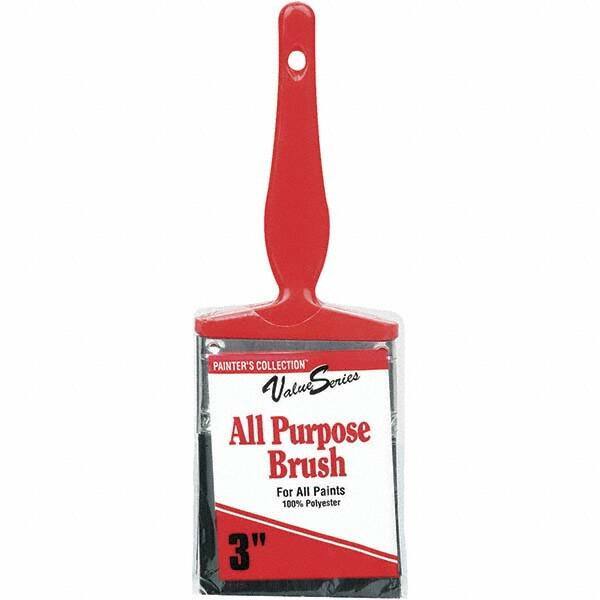 Rubberset - 3" Flat Synthetic Trim Brush - Plastic Thin Kaiser Handle - Exact Tool & Supply