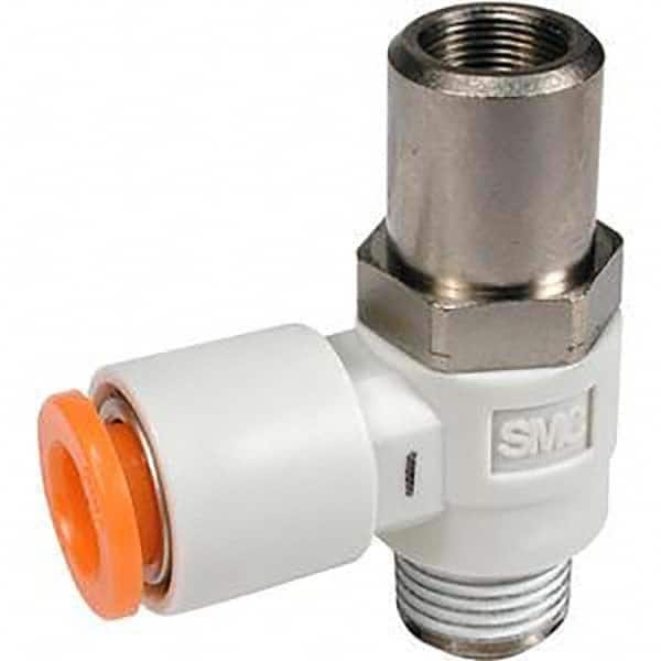 SMC PNEUMATICS - Speed & Flow Control Valves Valve Type: Flow Control Elbow Male Thread Size: 1/8 NPT - Exact Tool & Supply