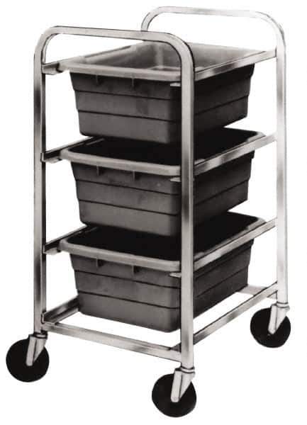 Quantum Storage - 3 Bin Cross Stack Tub Rack - 19 Inch Overall Width x 27 Inch Overall Depth x 41 Inch Overall Height, White High Impact Polyethylene Bins - Exact Tool & Supply