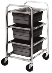 Quantum Storage - 3 Bin Cross Stack Tub Rack - 19 Inch Overall Width x 27 Inch Overall Depth x 41 Inch Overall Height, Gray High Impact Polyethylene Bins - Exact Tool & Supply