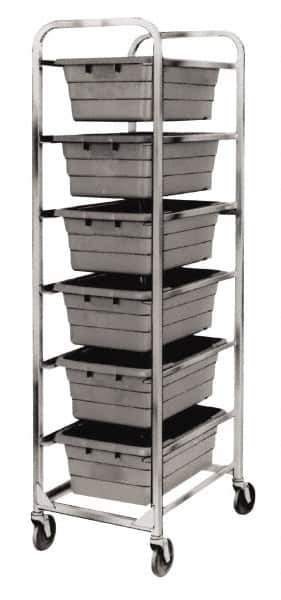 Quantum Storage - 6 Bin Cross Stack Tub Rack - 19 Inch Overall Width x 27 Inch Overall Depth x 71 Inch Overall Height, Gray High Impact Polyethylene Bins - Exact Tool & Supply