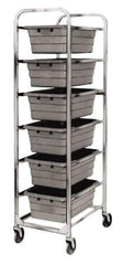 Quantum Storage - 6 Bin Cross Stack Tub Rack - 19 Inch Overall Width x 27 Inch Overall Depth x 71 Inch Overall Height, Gray High Impact Polyethylene Bins - Exact Tool & Supply