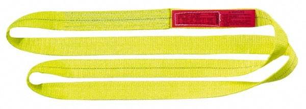 Lift-All - 12' Long x 4" Wide, 20,700 Lb Vertical Capacity, 2 Ply, Polyester Web Sling - 16,500 Lb Choker Capacity, Yellow - Exact Tool & Supply