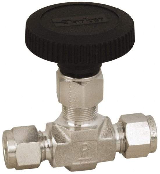 Parker - 5,000 Max psi, 1/8" Pipe, 316 Grade Stainless Steel, Inline Instrumentation Needle Valve - Exact Tool & Supply