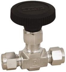 Parker - 5,000 Max psi, 1/8" Pipe, 316 Grade Stainless Steel, Inline Instrumentation Needle Valve - Exact Tool & Supply
