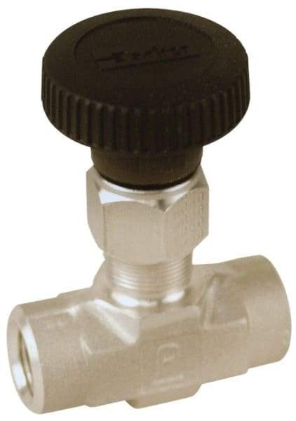 Parker - 5,000 Max psi, 1/8" Pipe, 316 Grade Stainless Steel, Inline Instrumentation Needle Valve - FNPT x FNPT End Connections - Exact Tool & Supply