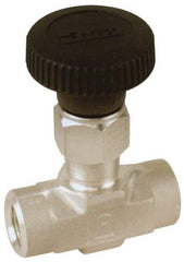 Parker - 5,000 Max psi, 1/8" Pipe, 316 Grade Stainless Steel, Inline Instrumentation Needle Valve - FNPT x FNPT End Connections - Exact Tool & Supply