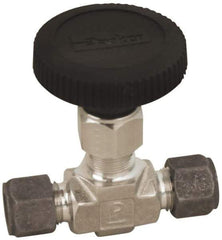 Parker - 5,000 Max psi, 1/8" Pipe, 316 Grade Stainless Steel, Inline Instrumentation Needle Valve - Compression x Compression CPI End Connections - Exact Tool & Supply