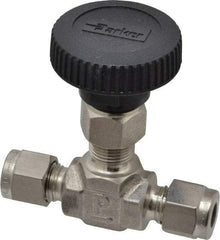 Parker - 5,000 Max psi, 1/4" Pipe, 316 Grade Stainless Steel, Inline Instrumentation Needle Valve - Exact Tool & Supply