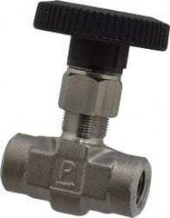 Parker - 5,000 Max psi, 1/4" Pipe, 316 Grade Stainless Steel, Inline Instrumentation Needle Valve - FNPT x FNPT End Connections - Exact Tool & Supply