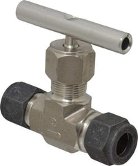 Parker - 5,000 Max psi, 1/2" Pipe, 316 Grade Stainless Steel, Inline Instrumentation Needle Valve - Compression x Compression CPI End Connections - Exact Tool & Supply