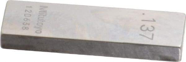 Mitutoyo - 0.137" Rectangular Steel Gage Block - Accuracy Grade 0, Includes Certificate of Inspection - Exact Tool & Supply