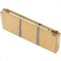 Iscar - DGR2200 IC1028 Grade, 0.0866" Cutting Width, Carbide Cutoff Insert - 15° Right Hand Lead Angle, 0.0008" Cnr Rad, TiAlN/TiN Coated, Double End - Exact Tool & Supply