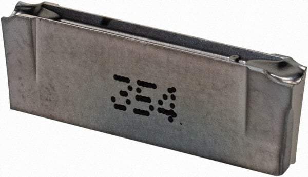 Iscar - DGR3100 IC354 Grade, 0.122" Cutting Width, Carbide Cutoff Insert - 15° Right Hand Lead Angle, 0.0008" Cnr Rad, TiCN Coated, Double End - Exact Tool & Supply